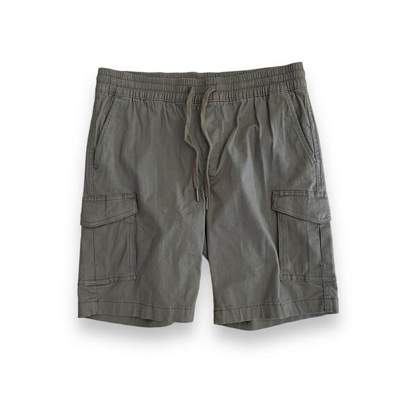 Hedge Men’s Small Cargo Jogger Shorts Olive Green Elastic Waist Drawstring 9" - Picture 1 of 7